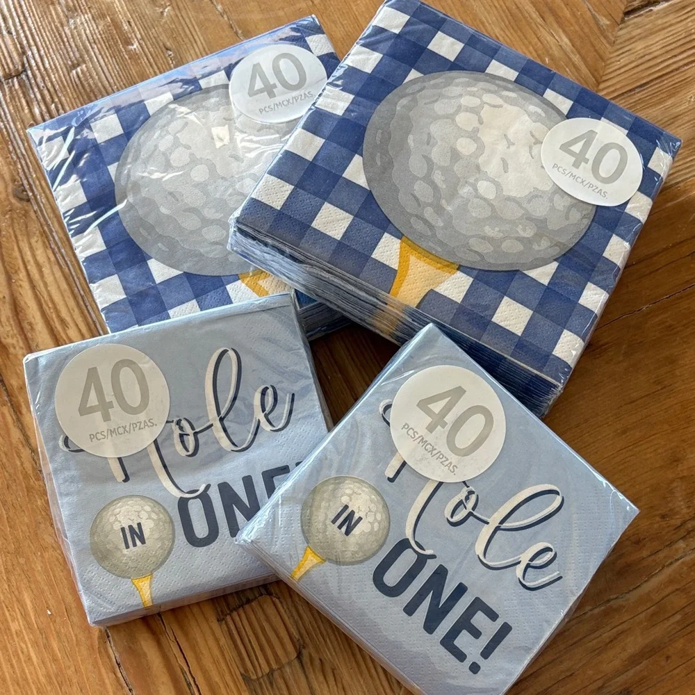 NEW Golf Theme Blue Party Napkins Bundle 4 packs- 40 Count each 160 total